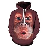 ASHGNV Netter Orang-Utan-AFFE 3D Digitaldruck Unisex Hoodie HD Pullover Leichtes Sweatshirt Tasche Paar Set-M