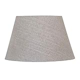 Ovaler Lampenschirm HARRISON grau ecru rustikaler Stoff Tischlampe S