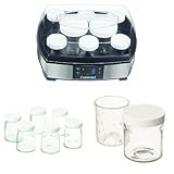 Cuisinart YM400E Joghurt- und Frischkäsebereiter (40 Watt), silber mit YM401E Glasgefäße 6x125ml und YM402E Gefäße 2x250