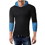 T-Shirt Herren Urban Slim Fit Mit Kapuze Mode Spleißen Herren Pullover Herbst Winter Basic Stretch Jugend Männer Longsleeve Täglich Outdoor Sport Jogging Herren S
