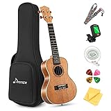 Donner Konzert Ukulele 23 Zoll für Anfänger Kinder Erwachsene Ukulele Starter Kit Mahagonieholz mit Nylon Saiten Hawaii Gitarre DUC200