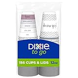 Dixie To Go Kaffeetassen mit Deckel, 340 ml, 26 Count, verschiedene Designs, Einwegbecher für heiße Getränke und Deck