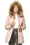 Elara Damen Winterparka | Jacke mit Echt Pelz / Echt Fell Kapuze | Designer Damenjacke | Gefütterte Outdoor Mantel | chunkyrayan, Größe 36, Farbe Pink