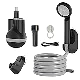 Giplar Tragbare Außenduschepumpe elektrisch wiederaufladbar USB-C. Gebühren aus Edelstahl Shoewr Head zum Camping Wandern Pet Dusche (Color : Black)