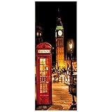 77 * 200cm London Nachtansicht 3D Tür Wandbild Big Ben Telefonzelle Vinyl Wandaufkleber Hauptdekoration Stadt Straße Stil Tap