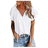 Dasongff T-Shirt Damen Shirt Oberteile Sexy Sommertop Oberteil für Damen Tops Kurzarm Sommer V-Ausschnitt Beiläufiges Tshirt Hemd Freizeit Tees Blusentops Longbluse Tunika Damenbluse Sw