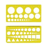 2PCS Normograph für Skizzen und Diagramme - Kreise, Dreiecke, Quadrate, Rechtecke ， Hexagon-Schab