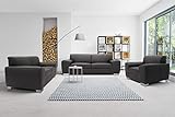 DOMO Collection Ricardo Couch 3-Sitzer Sofa/Breite: 224 cm, Garnituren mit Federkern in Kunstleder, schwarz, 224x95x81