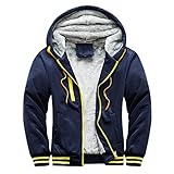 Mymyguoe Kapuzenpullover mit Reißverschluss Gefütterte Sweatjacke Herren Plus Dicke Kapuzenpulli Sweatshirt Warm Fleece-Innenseite Hoodie Hoodies Langarm Kapuzenjacke W
