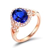 ANAZOZ Echtschmuck Damen Ring 14 Karat 585 Rosegold 2.8 Karat Tansanit 0.24 Karat Diamant Verlobungsring Damen Solitärring Größe 56 (17.8) AN1129