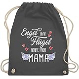 Shirtracer Mutter Geschenk Mama - Engel ohne Flügel nennt man Mama weiß rot - Unisize - Dunkelgrau - Mama - WM110 - Turnbeutel und Stoffbeutel aus Baumw