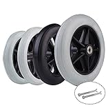 HRD 2er Set Lenkrollen für Rollstuhl,15 cm, 17 cm, 20 cm,PVC Rollator,Vorderräder Hinterrad,Ersatzrollen für Rollstühle Gehhilfen Bollerwagen,Schwarz,Grau,Robust und Langlebig