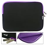 emartbuy® Schwarz/Lila Wasserdicht Neopren weicher Reißverschluss Kasten Hülsen Abdeckungs Mit Lila Interieur und Zip geeignet für Odys Winpad 12 2in1 11.6 Zoll Windows Tablet PC (11.6-12.5 Zoll)