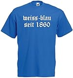 München Löwen Herren T-Shirt Weiss-blau seit 1860 Shirtroyalblau-XL