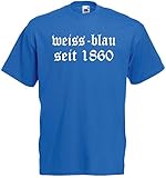 München Löwen Herren T-Shirt Weiss-blau seit 1860 Shirtroyalblau-XL