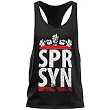 Stylotex Stringer Fitness Tank Top SPR SYN Herren Gym Tshirts für Performance beim Training | Männer ärmellos | Funktionelle Sport Bekleidung, Farbe:schwarz, Größe:L