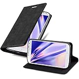 Cadorabo Hülle für Samsung Galaxy S4 Mini in Nacht SCHWARZ - Handyhülle mit Magnetverschluss, Standfunktion und Kartenfach - Case Cover Schutzhülle Etui Tasche Book Klapp Sty
