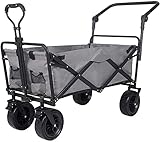 Portable Collapsible Utility Wagon with Cover Bag All Terrain Beach Wagon Folding with Wheels and Brakes Heavy Duty Garden Wagon Shopping Grocery Cart G