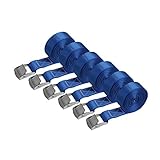 Zurrgurt Spanngurt Befestigungsgurt - BLAU - 2,5m 4m 6m - verschiedene Stückzahlen, belastbar bis 250 kg DIN EN 12195-2, 6er Pack 2,5 cm x 4