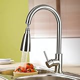 ZMH Wasserhahn Küche Küchenarmatur ausziehbar G1/2'' Anschlüsse Zwei Wasserstrahlarten Mischbatterie mit 360° schwenkbar Armatur aus Edelstahl für groß Spüle Badzimmer G