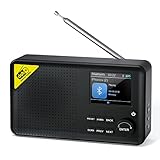 Tragbares DAB Radio, TOGAVE Bluetooth Stereo DAB+ FM-Radio mit 40 Presets Digitaler Radiowecker, ​Integriertem 2000mah Lithium-Akku, LCD Display,Sleeptimer Doppelalarm Snooze Digitalradio für E