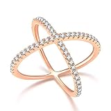 Titaniumcentral Sterling Silber Vergoldet Criss Cross X Ringe(Rose Gold-2mm, 65 (20.7))