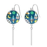 Space Icon Set Drop Dangle Ohrringe Set für Damen/Mädchen Edelstahl Ohrringe mit schönem Druck für Geburtstag/Party/Weihnachtsgeschenk