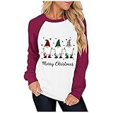 Winterjacke Damen Weihnachten Sweatshirt Weihnachtspulli Hirsche Aufdruck Weihnachtspullover Xmas Pulli Top T-Shirts Bluse Langarmshirt Pullover Fleecejacke Softshelljacke H