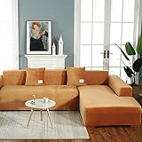 Konsilsa Samt Ecksofa Sofa Überwürfe, plüsch Stretch L-Form Möbelbezug Elastisch Sofabezug Sofaüberwürfe Sofa Schutz Sofaschoner Volle Deckung Sofa Abdeckung Sofahusse Haustiere H