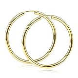 MATERIA Damen Creolen 585 Gold Ohrringe 40mm - runde Goldohrringe groß flexibel mit Schmuck-Box - Made in Germany GO-4