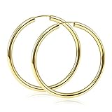 MATERIA Damen Creolen 585 Gold Ohrringe 40mm - runde Goldohrringe groß flexibel mit Schmuck-Box - Made in Germany GO-4