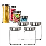 BigDean Vorratsgläser 4X 1,25 Liter Glas Schraubglas Lebensmittelglas Edelstahldeckel mit Schraubverschluss 17 x 11 cm Vorratsg