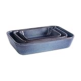 ProCook Auflaufformen - Set - 3-teilig - Steinzeug - Ofenform - Backform - Steingut - reaktive Glasur - b