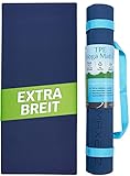 MAXEEZ® Jogamatte blau | extra breit für mehr Sicherheit | Umweltfreundliche TPE Sportmatte Fitnessmatte rutschfest, Yog