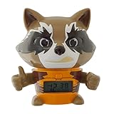 BulbBotz 2021357 Marvel Guardians of the Galaxy 2 Rocket Raccoon Kinder-Wecker mit Nachtlicht und typischem Geräusch , braun/orange, Kunststoff , 14 cm hoch , LCD-Display , Junge/ Mädchen ,
