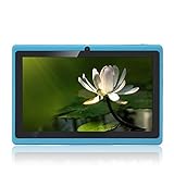 Haehne 7 Zoll Tablet PC, Google Android 4.4, Quad Core A33, 512MB RAM 8GB ROM, Dual Kameras, WiFi, Bluetooth, Kapazitiven Touchscreen, Azurb