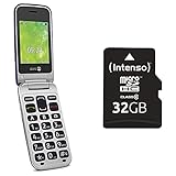 Doro 2414 GSM Mobiltelefon im eleganten Klappdesign blau/Silber & Intenso Micro SDHC 32GB Class 10 Speicherkarte inkl. SD-Adap