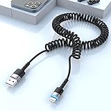 Lightning Spiral Kabel, USB Zu Lightning Kabel [MFi Zertifiziert], 3M LED Licht Spiral kabel Daten übertragung Kompatibel mit iPhone 12Pro Max/12Pro/12/11/XS/XS Max/XR/X/8/8 Plus/Pad/