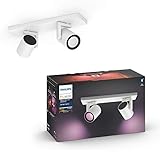 Philips Hue White & Col. Amb. LED 2-er Spot Argenta, weiß, dimmbar, 16 Mio. Farben, steuerbar via App, kompatibel mit Amazon Alexa (Echo, Echo Dot)