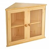 Eck-Brotkasten aus Bambus für die Küchenzählung, doppelschichtige Brotaufbewahrung mit transparentem Frontfenster, Retro-Brothalter für die Küche zur Lebensmittelaufbewahrung - (Selbstmontage)