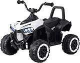 Actionbikes Motors Kinder Elektroauto Quad Bumblequad - 18 Watt Motor - 6 Volt 4 Ah Batterie - Bremsautomatik - LED-Scheinwerfer - USB- & AUX-Anschluss (Weiß)