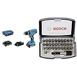 Bosch Professional 18V System Akku-Bohrschrauber GSR 18V-21 (Ladegerät GAL 18 V-20, in L-BOXX) & 32tlg. Schrauberbit Set (Extra Hart-Schrauberbit, Zubehör Bohrschrauber und Schraubendreher)