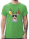 Oktoberfest Trachtenshirt Herren Party Trachten - Oktoberfest Hirsch - XXL - Grün - Hirsch t Shirt Herren - L190 - Tshirt Herren und Männer T-S