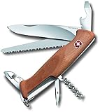 Victorinox, Taschenmesser, Ranger 55 Wood, 130 mm, braun, Blister (10 Funktionen, Feststellklinge, Dosenöffner, Schraubendreher, Korkenzieher)