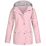 Lomelomme Regenjacke Damen Leicht Regenmantel Wasserdicht Atmungsaktiv Jacke Mantel Zip Up Windbreaker Übergangsjacke Winddicht Outdoor Sportjacken Mit Kapuze Winterjack