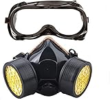 Dricar Halbmaske Atemschutzgerät, Aktivkohle-Lackiermaske Atemschutzmaske mit 2 Filtern, Gegen Gase, Dämpfe, Fein-Staub/Partik
