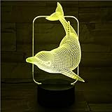 Smart Touch 3D-Illusion LED-Nachtlicht Bunte wechselnde Delfine Schreibtischlampe Geschenk Bar Schlafzimmer Shop Dek