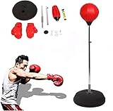 Yosoo Punching Ball Boxen Ball Die Geschwindigkeit, Base zum Befüllen mit Wasser oder Sand, mit Boxhandschuhe, für Entspannen Sie Ihre Schultern, Nacken und Körp