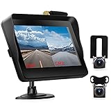 OiLiehu Kabelloses Rückfahrkamera-System-Kit, 5 Zoll AHD 1080P Monitor, IPS LCD Display, IP67 wasserdichte Infrarot Nachtsichtkamera, mit Zündung Geeignet für Autos/SUV/RV