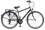 Amigo Style - Cityräder für Herren - Herrenfahrrad 28 Zoll - Geeignet ab 180-185 cm - Shimano 6 Gang-Schaltung - Citybike mit Handbremse, Beleuchtung und fahrradständer - Schwarz/G